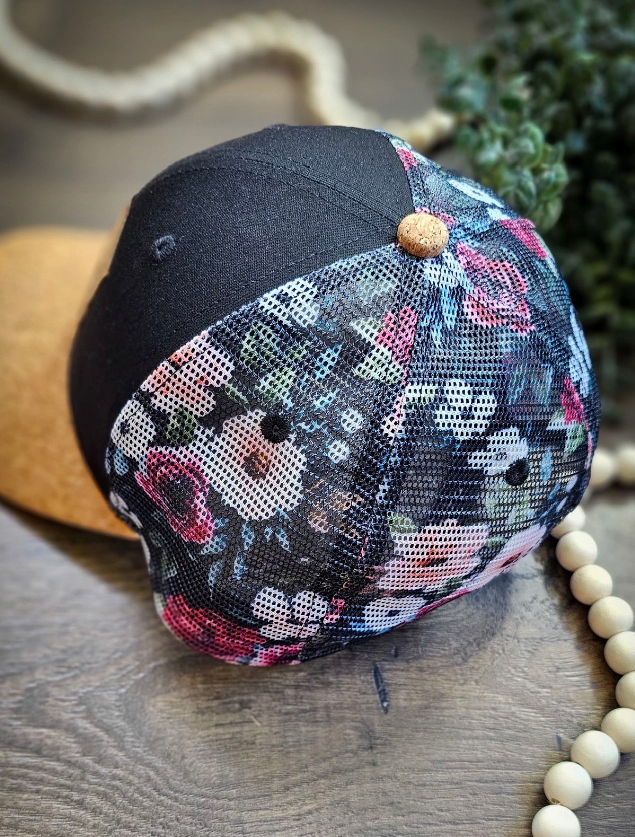 Black Floral Thrifting Cork Hat