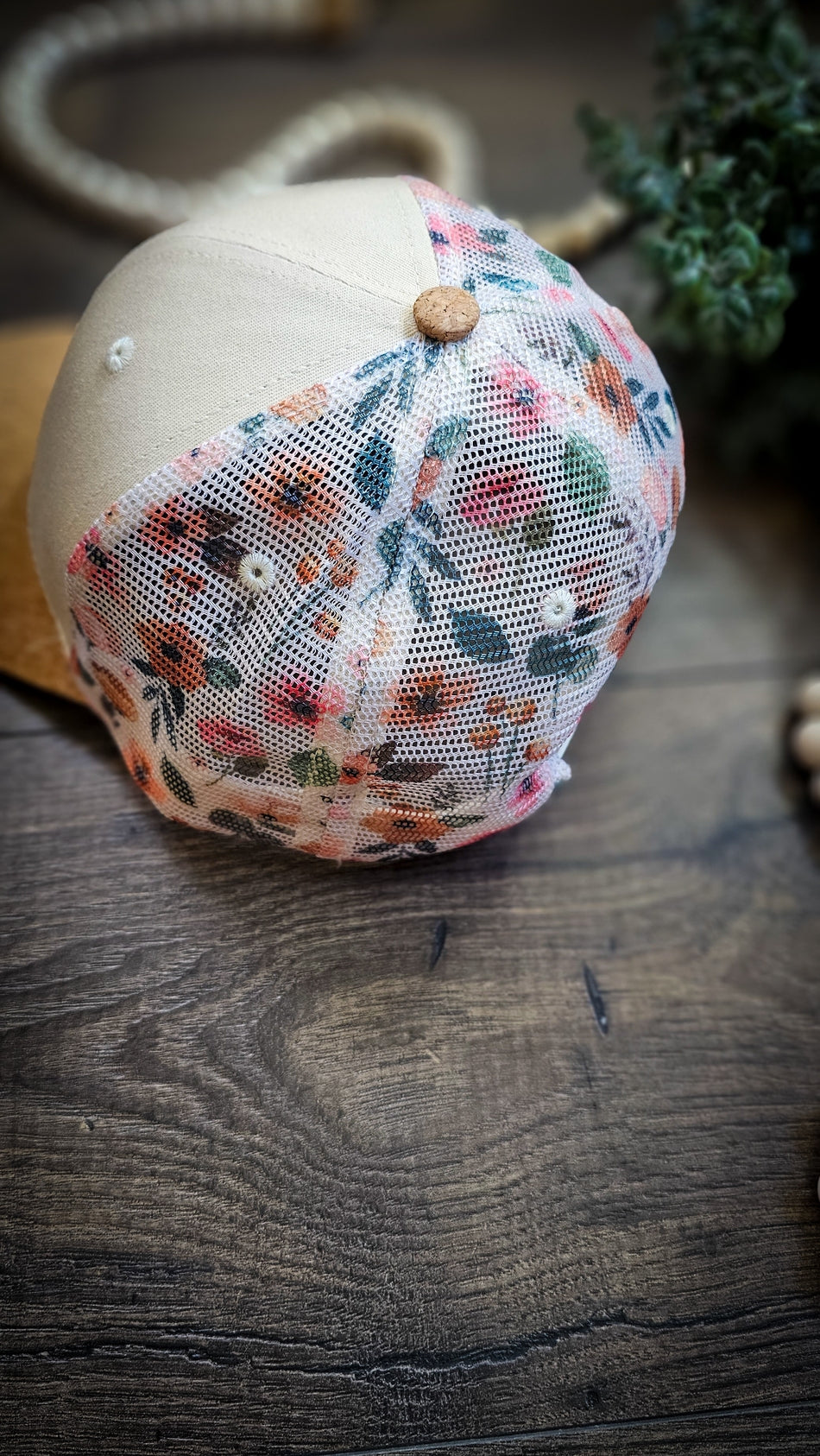 Cream Floral Cork Hat